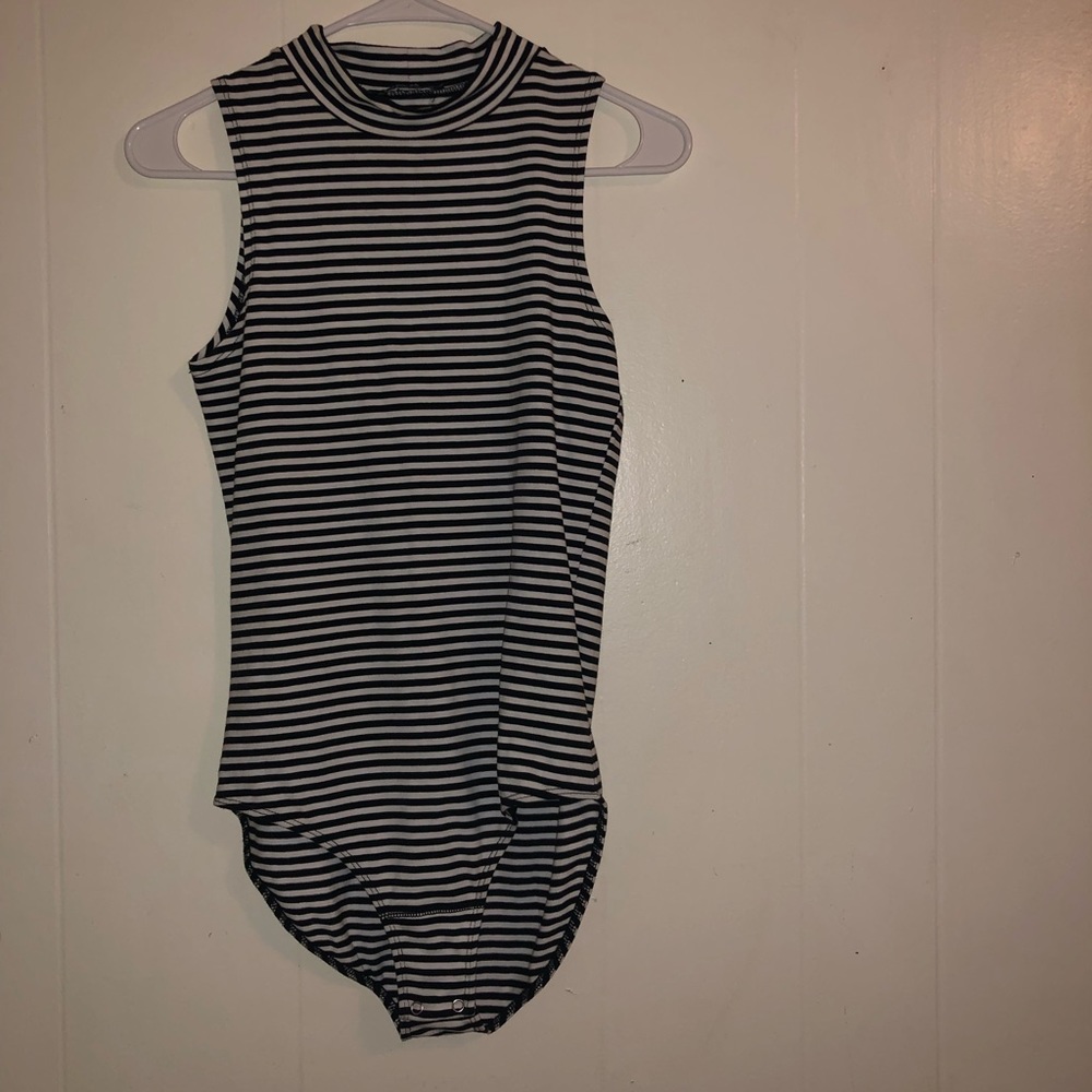 Black and White Striped Body Suit